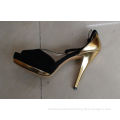 Gold,black Soft Calf Leather Womens Strappy High Heel Sandals